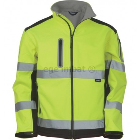 Vizwell High Visibility Contrast Softshell Yellow Jacket