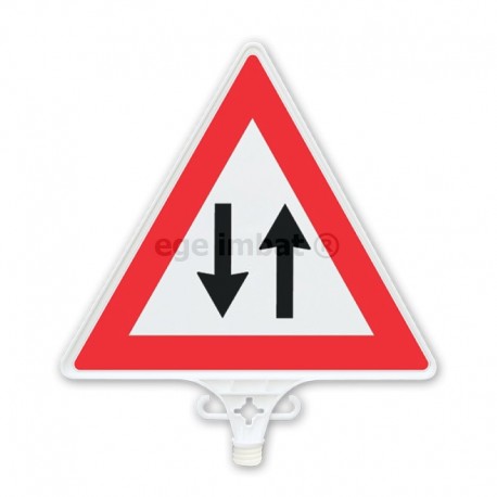 Attention Two Way Traffic Ahead Sign