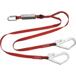 Twin Leg Webbing Lanyard Scaffolding Carabiners & Shock Absorber