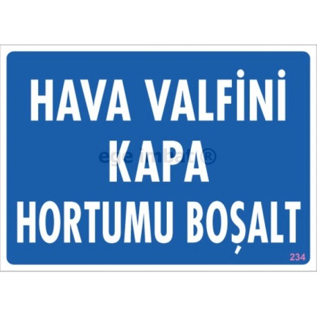 Hava Valfini Kapat Hortumu Boşalt